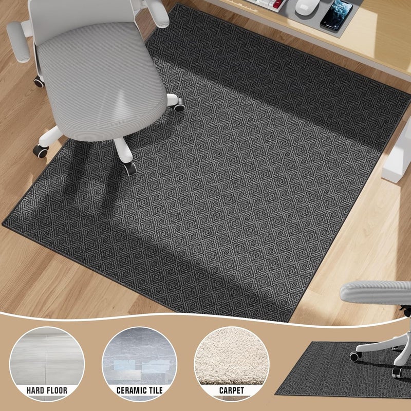 KMAT Office Chair Mat, 45x53in Heavy Duty Hardwood/Tile Floor Protector, Floor Mat Computer Desk Mat for Rolling Chairs, Work, Study, Office, Black - Image 3